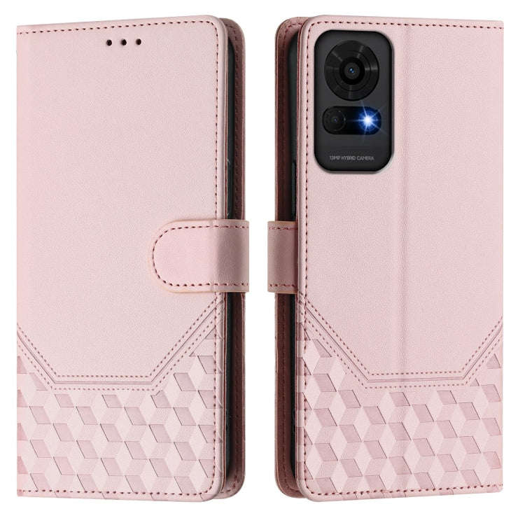 For TCL 50 LE Honeycomb Embossing RFID Leather Phone Case(Pink)