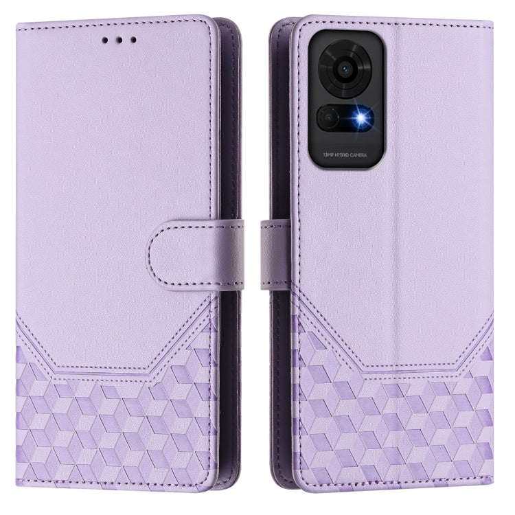 For TCL 50 LE Honeycomb Embossing RFID Leather Phone Case(Light Purple)