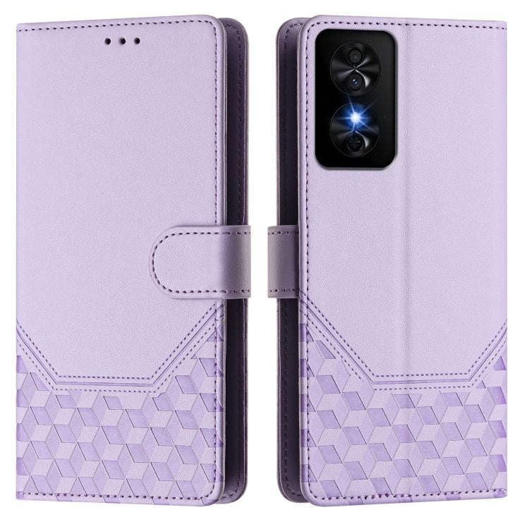 For TCL 50 SE Honeycomb Embossing RFID Leather Phone Case(Light Purple)