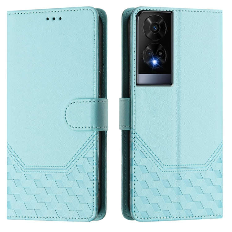 For TCL 50 XE Honeycomb Embossing RFID Leather Phone Case(Mint Green)