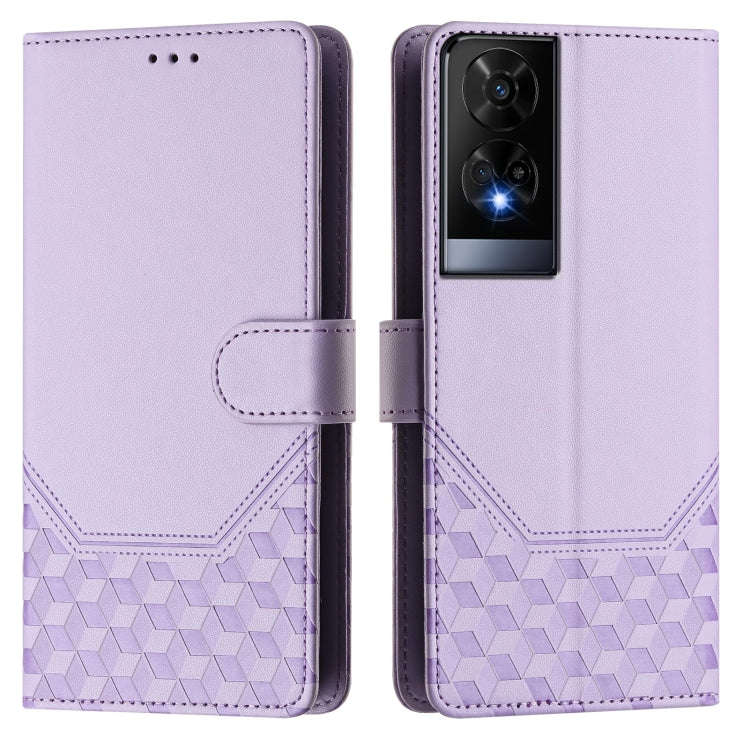 For TCL 50 XE Honeycomb Embossing RFID Leather Phone Case(Light Purple)