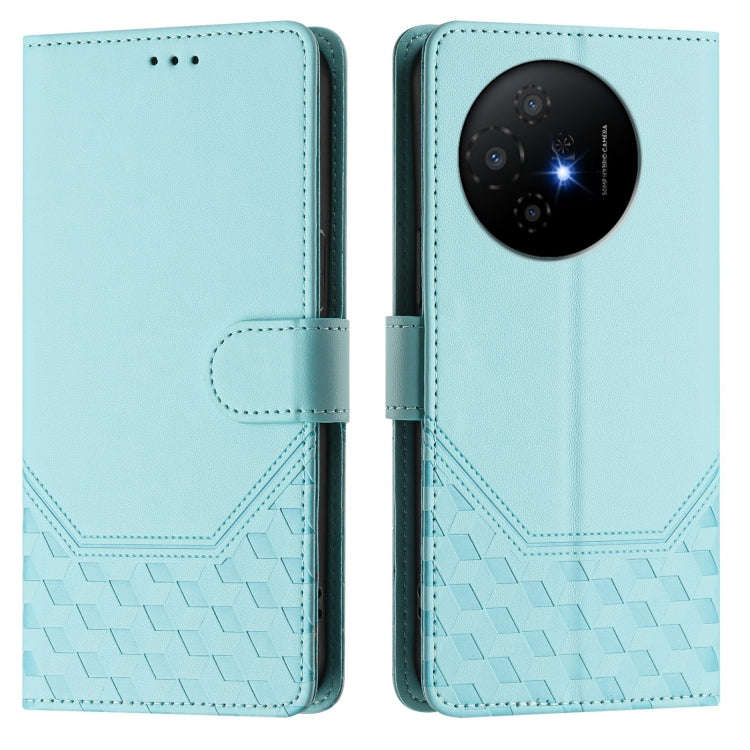 For TCL 50 XL Honeycomb Embossing RFID Leather Phone Case(Mint Green)