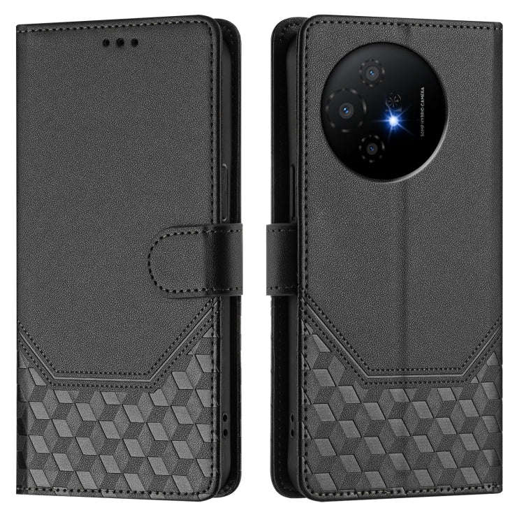 For TCL 50 XL Honeycomb Embossing RFID Leather Phone Case(Black)