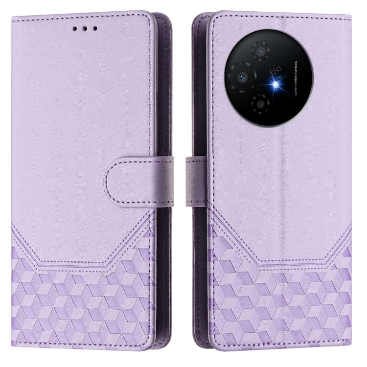 For TCL 50 XL Honeycomb Embossing RFID Leather Phone Case(Light Purple)