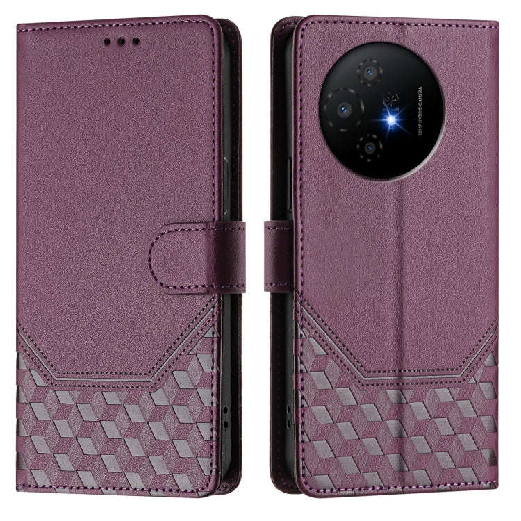 For TCL 50 XL Honeycomb Embossing RFID Leather Phone Case(Violet)