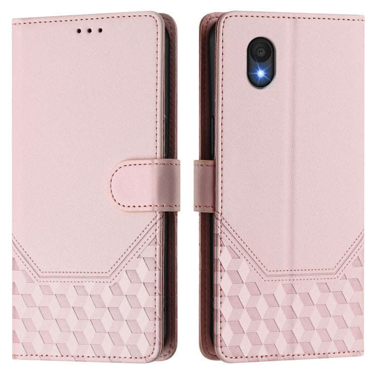 For TCL 201 Honeycomb Embossing RFID Leather Phone Case(Pink)