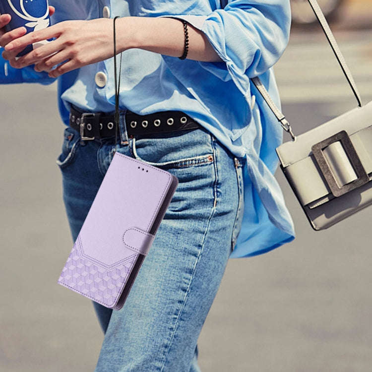 For TCL 201 Honeycomb Embossing RFID Leather Phone Case(Light Purple)