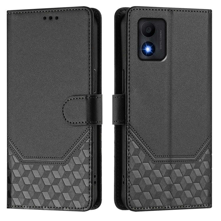 For TCL 303 Honeycomb Embossing RFID Leather Phone Case(Black)
