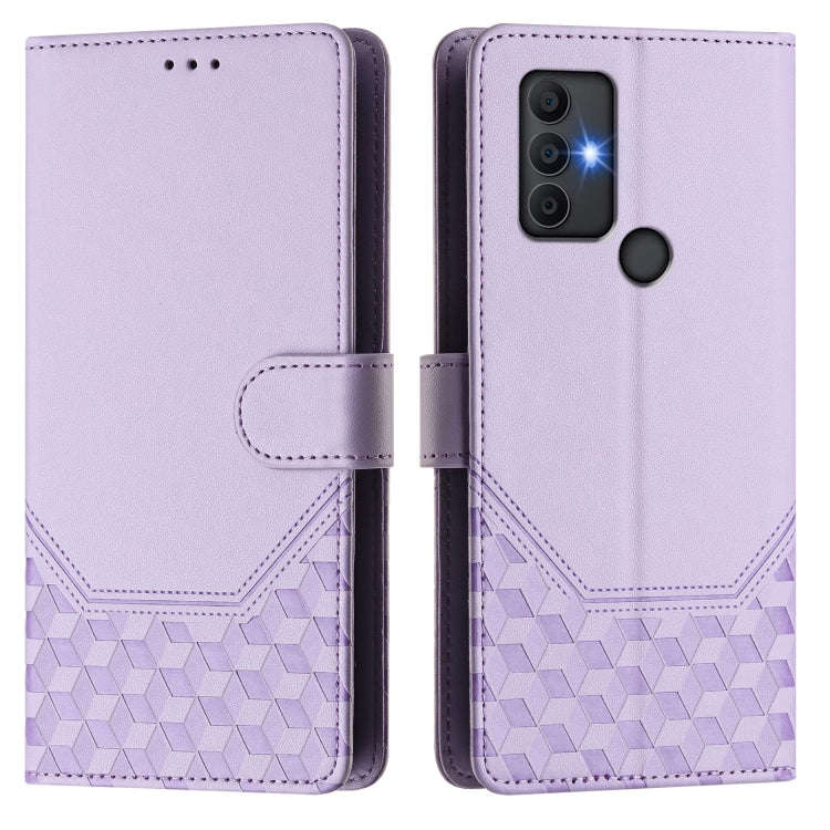 For TCL 305 / 306 Honeycomb Embossing RFID Leather Phone Case(Light Purple)