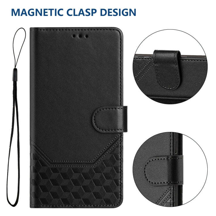 For TCL 403 Honeycomb Embossing RFID Leather Phone Case(Black)