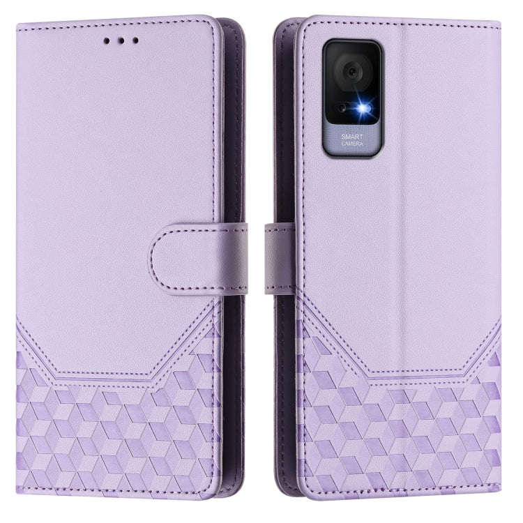 For TCL 405 / 406 / 408 Honeycomb Embossing RFID Leather Phone Case(Light Purple)