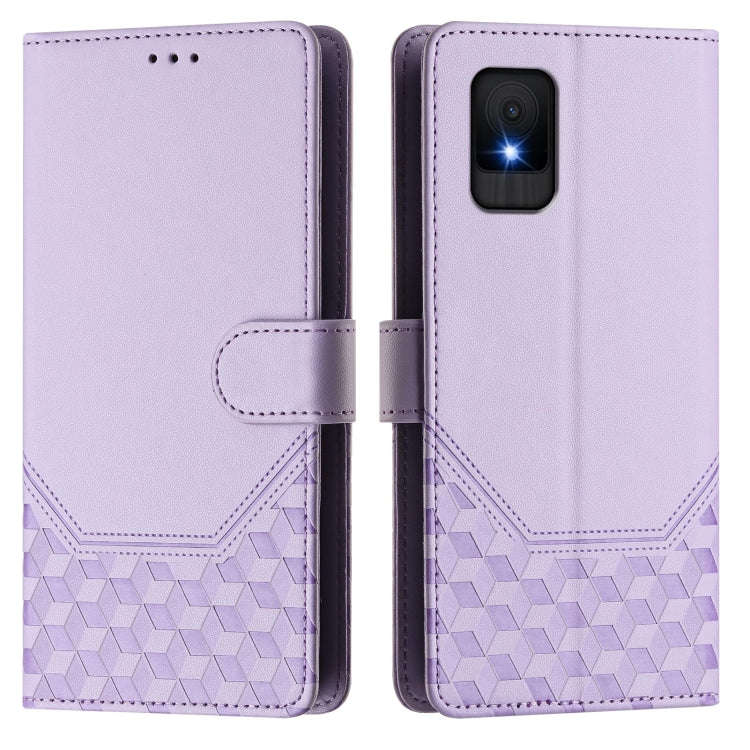 For TCL 502 Honeycomb Embossing RFID Leather Phone Case(Light Purple)