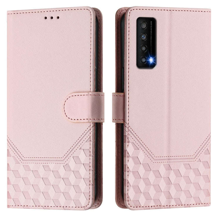 For TCL Stylus 5G Honeycomb Embossing RFID Leather Phone Case(Pink)