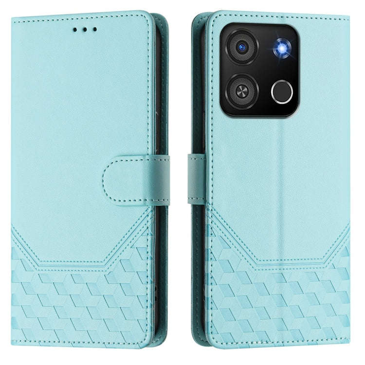 For itel A05s Honeycomb Embossing RFID Leather Phone Case(Mint Green)
