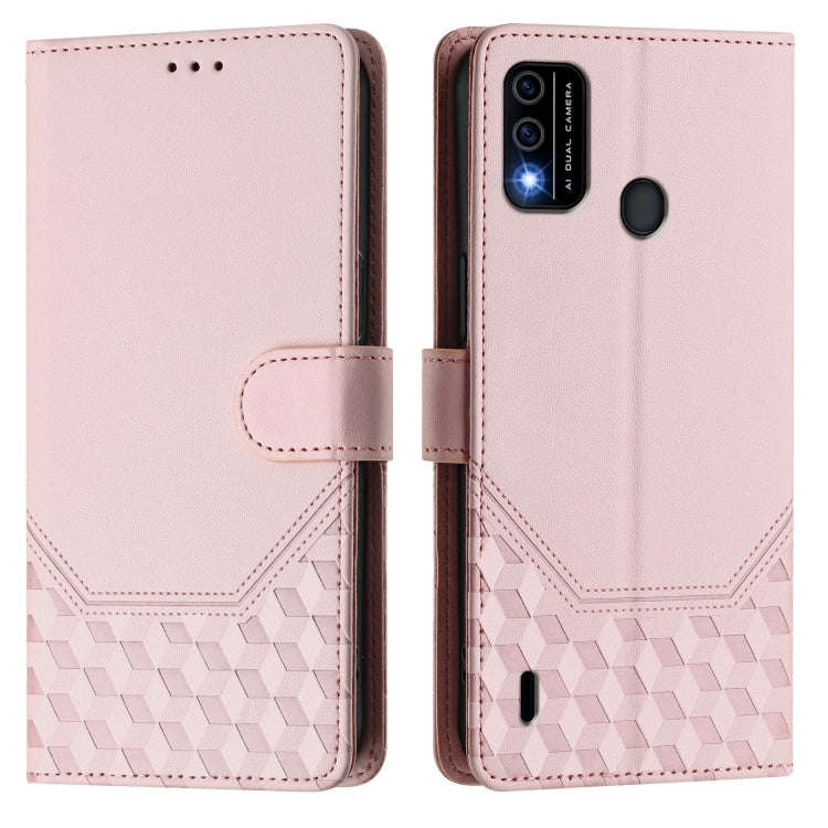 For itel A48 Honeycomb Embossing RFID Leather Phone Case(Pink)