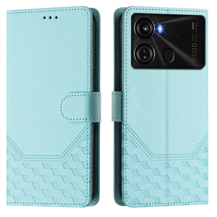 For itel P40 Honeycomb Embossing RFID Leather Phone Case(Mint Green)