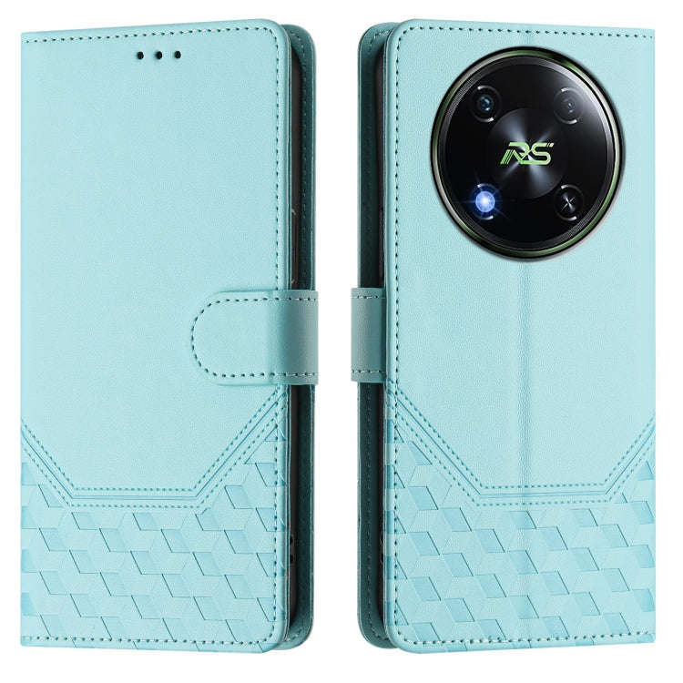 For itel RS4 S666LN Honeycomb Embossing RFID Leather Phone Case(Mint Green)