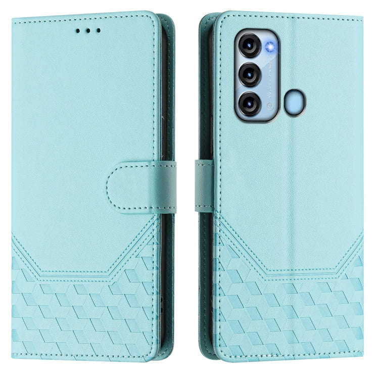 For itel S17 / Vision 3 Honeycomb Embossing RFID Leather Phone Case(Mint Green)