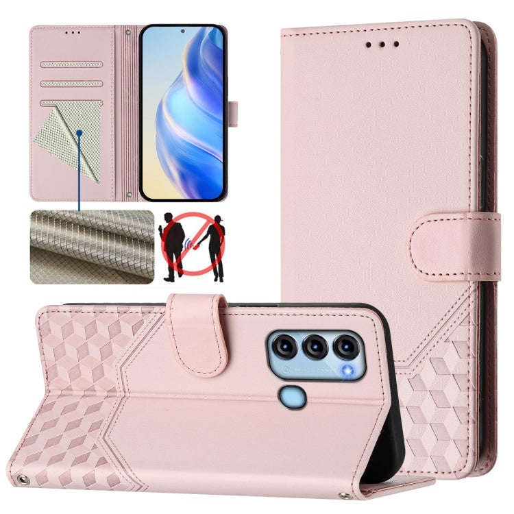 For itel S17 / Vision 3 Honeycomb Embossing RFID Leather Phone Case(Pink)