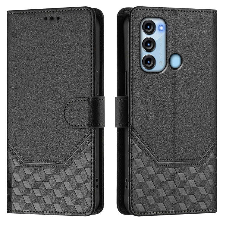 For itel S17 / Vision 3 Honeycomb Embossing RFID Leather Phone Case(Black)