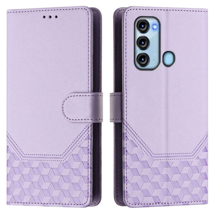 For itel S17 / Vision 3 Honeycomb Embossing RFID Leather Phone Case(Light Purple)
