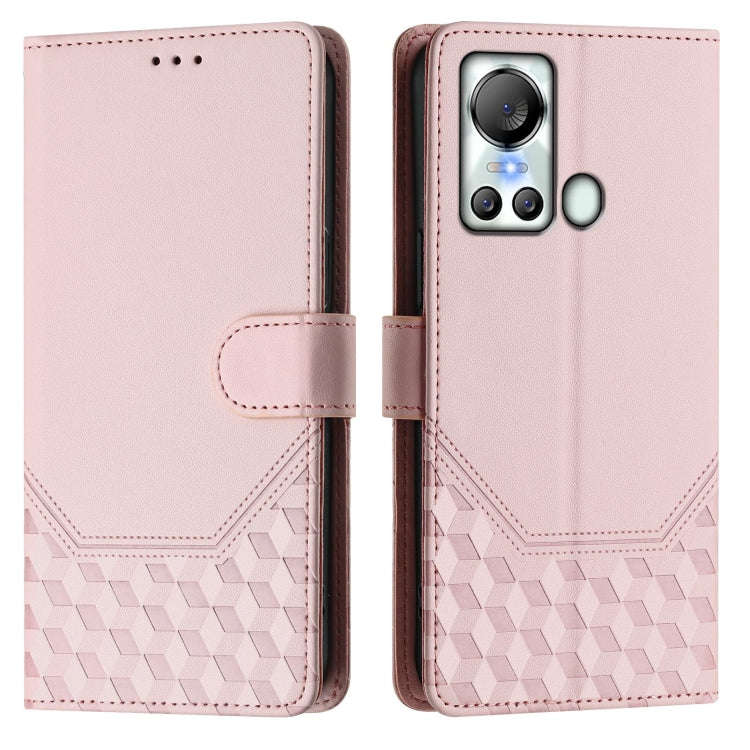 For itel S18 Honeycomb Embossing RFID Leather Phone Case(Pink)