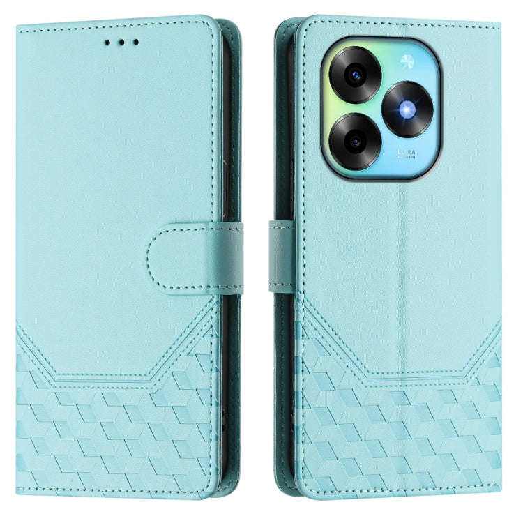 For itel S23+ Honeycomb Embossing RFID Leather Phone Case(Mint Green)
