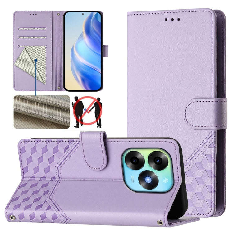 For itel S23+ Honeycomb Embossing RFID Leather Phone Case(Light Purple)