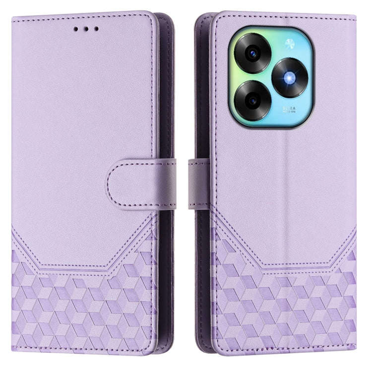 For itel S23+ Honeycomb Embossing RFID Leather Phone Case(Light Purple)