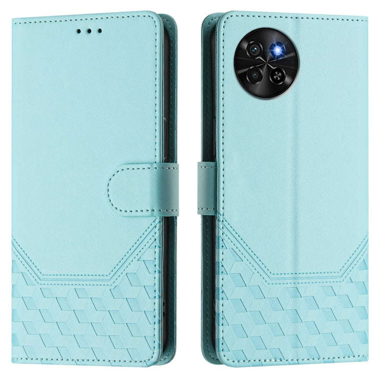 For itel S23 S665L Honeycomb Embossing RFID Leather Phone Case(Mint Green)