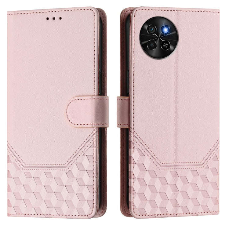 For itel S23 S665L Honeycomb Embossing RFID Leather Phone Case(Pink)
