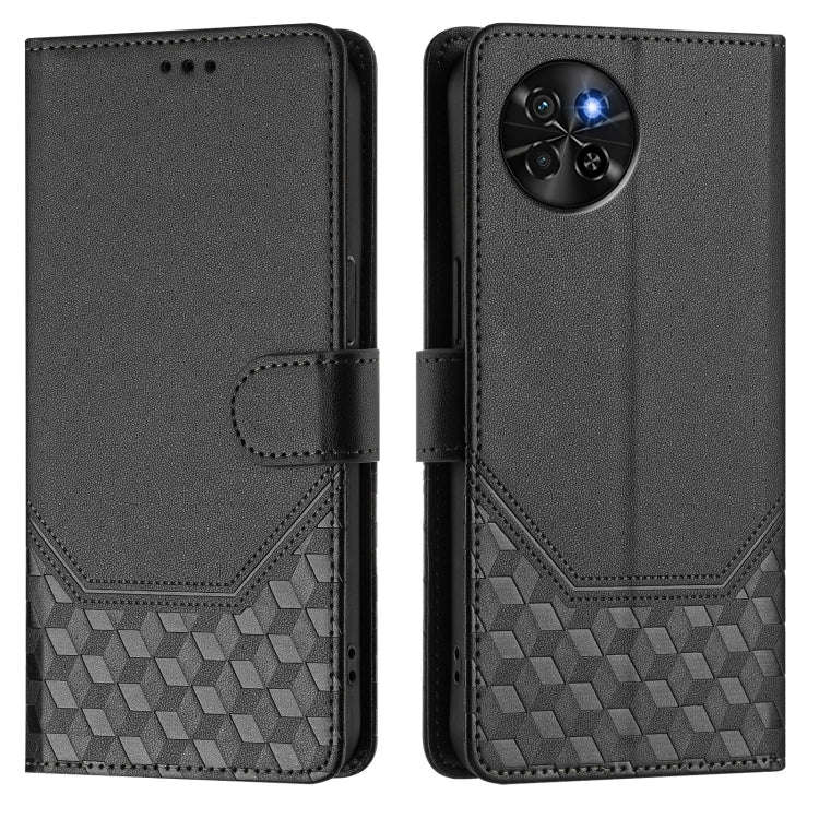 For itel S23 S665L Honeycomb Embossing RFID Leather Phone Case(Black)