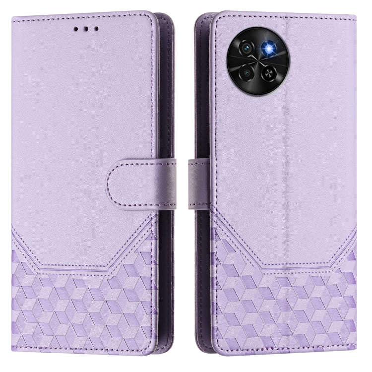 For itel S23 S665L Honeycomb Embossing RFID Leather Phone Case(Light Purple)