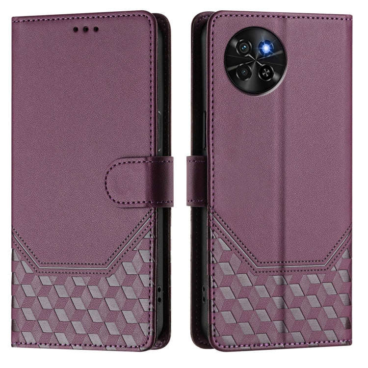 For itel S23 S665L Honeycomb Embossing RFID Leather Phone Case(Violet)