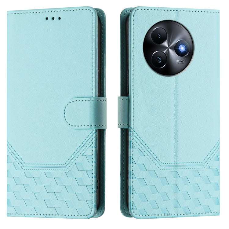 For itel S24 Honeycomb Embossing RFID Leather Phone Case(Mint Green)