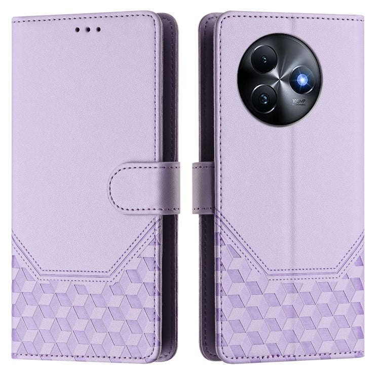 For itel S24 Honeycomb Embossing RFID Leather Phone Case(Light Purple)