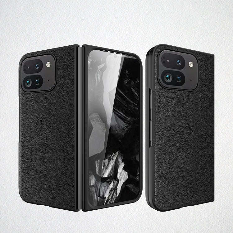For Google Pixel 9 Pro Fold Litchi Texture Leather PC Shockproof Phone Case(Black)