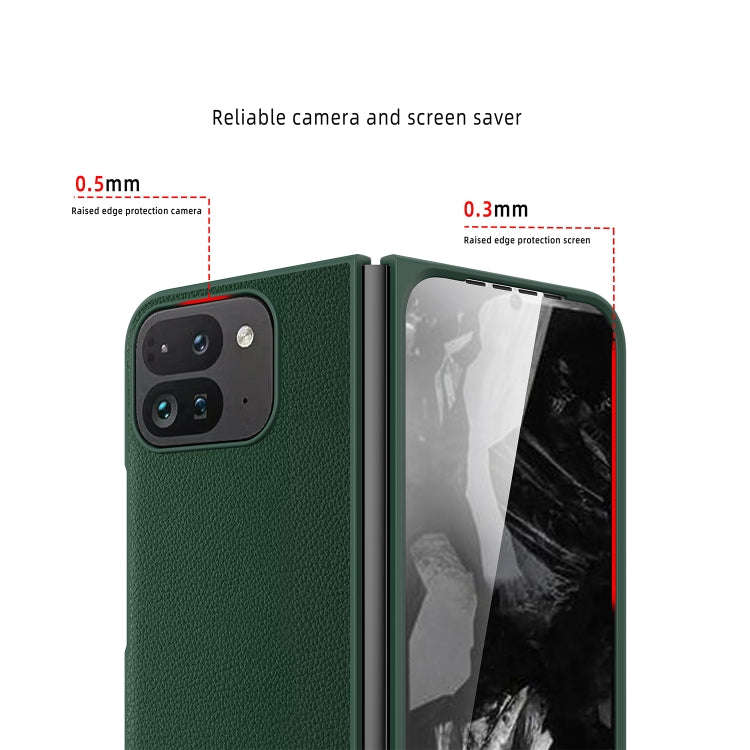 For Google Pixel 9 Pro Fold Litchi Texture Leather PC Shockproof Phone Case(Green)