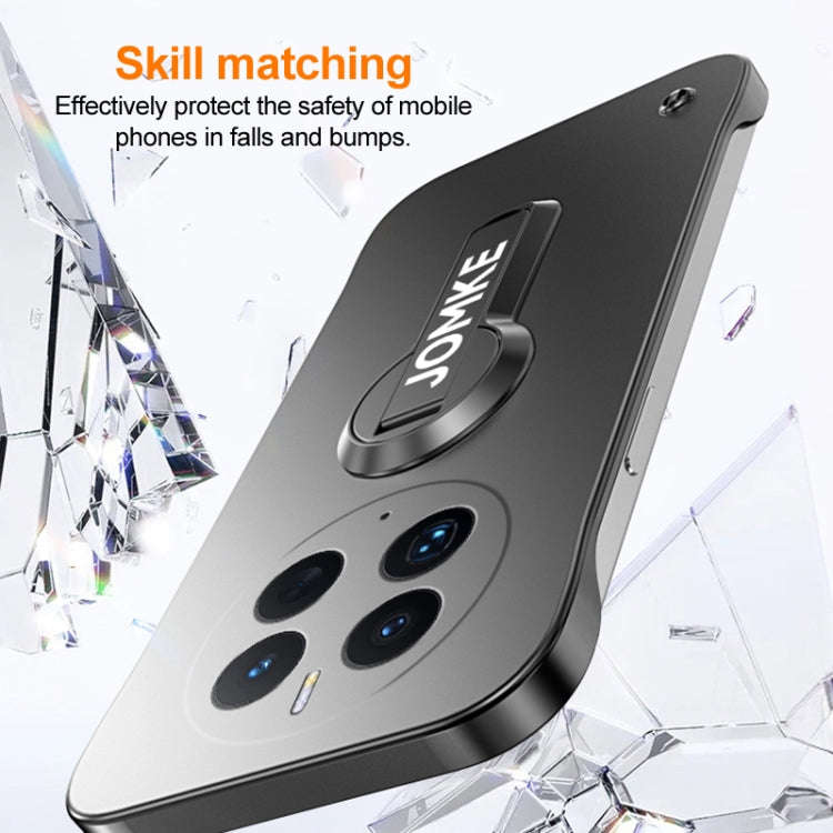 For Huawei Mate 50 Pro Baking Varnish 360 Rotate Holder No Frame PC Phone Case(Black)