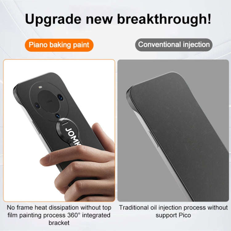 For Huawei Mate 60 Pro+ Baking Varnish 360 Rotate Holder No Frame PC Phone Case(Silver)