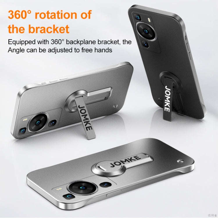 For Huawei P60 Pro Baking Varnish 360 Rotate Holder No Frame PC Phone Case(Silver)