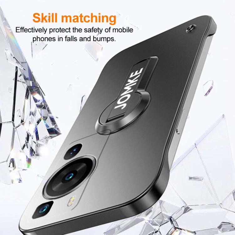 For Huawei P60 Pro Baking Varnish 360 Rotate Holder No Frame PC Phone Case(Silver)