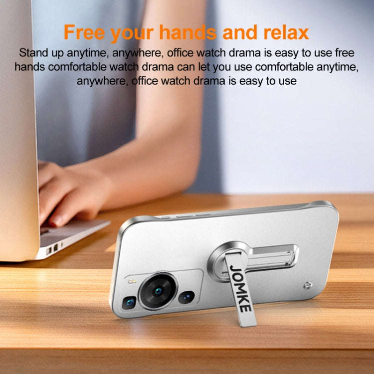 For Huawei P60 Pro Baking Varnish 360 Rotate Holder No Frame PC Phone Case(Silver)