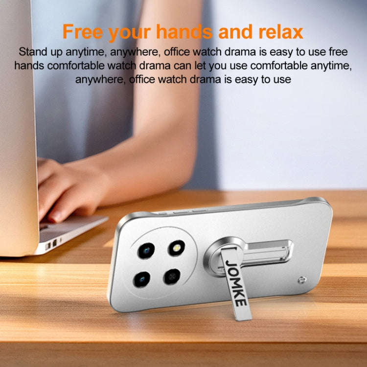 For Huawei Enjoy 70 Pro Baking Varnish 360 Rotate Holder No Frame PC Phone Case(Silver)