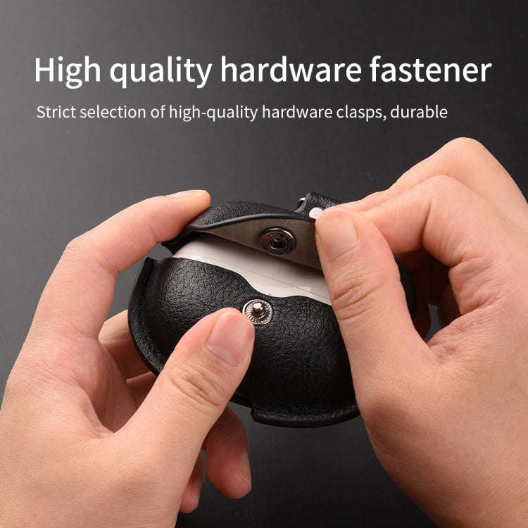 For Realme Buds Air 5 Pro Leather Earphone Protective Case with Hook(Black)