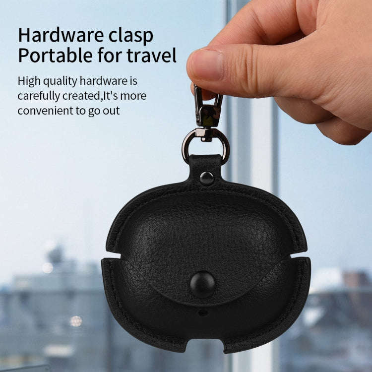 For Realme Buds Air 5 Pro Leather Earphone Protective Case with Hook(Black)