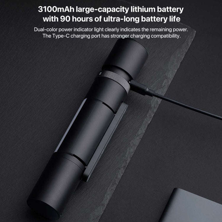 Original Xiaomi Mijia Multifunctional Flashlight 1000LM IPX4 with Side Light(Black)