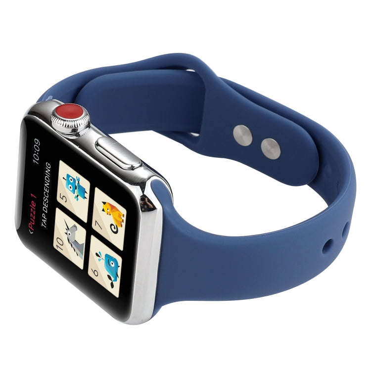 For Apple Watch 5 & 4 44mm / 3 & 2 & 1 42mm Thin Silicone Double Buckle Watch Band(Navy Blue)