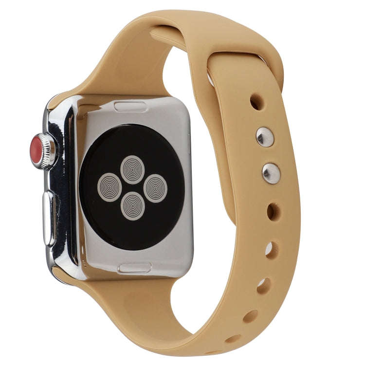 For Apple Watch 5 & 4 44mm / 3 & 2 & 1 42mm Thin Silicone Double Buckle Watch Band(Walnut)