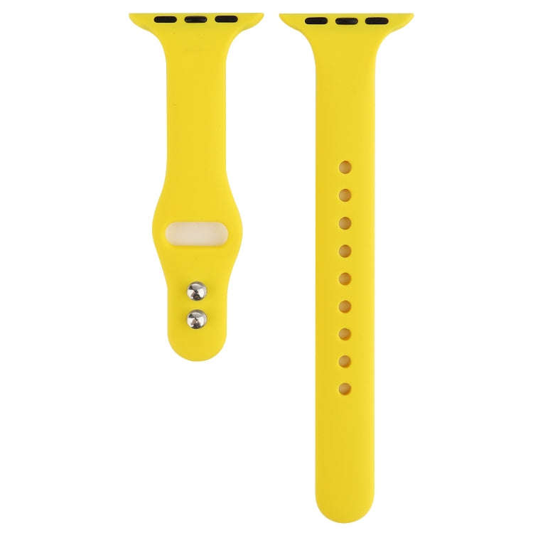 For Apple Watch 5 & 4 44mm / 3 & 2 & 1 42mm Thin Silicone Double Buckle Watch Band(Yellow)